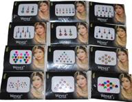 12-pack indian art bollywood reusable bindi self-adhesive body stickers/tattoos logo