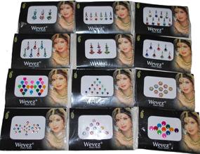 img 3 attached to 12-Pack Indian Art Bollywood Reusable Bindi Self-Adhesive Body Stickers/Tattoos