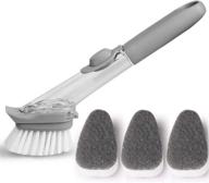 🧽 dish scrub brush with replaceable sponge head refills - ideal for kitchen sink and pot cleaning - includes 1 handle and 3 replacement sponge heads logo
