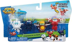 img 4 attached to 👾 Super Wings Mini Action Figures - 2-inch Transform-a-Bot 4-Pack, Flip, Todd, Agent Chase, Astra Airplane Toys - Perfect Preschool Toy Plane Set for 3-5 Year Old Boys and Girls - Ideal Kids Birthday Gift
