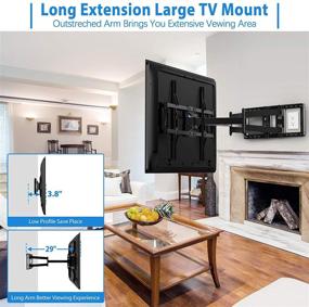 img 2 attached to 📺 Full Motion Swivel Articulating TV Wall Mount Bracket for 50-100 inch OLED QLED 4K Flat Curved TV with 29 inch Long Extension Arm, Compatible with 24 inch Studs, Max VESA 800x600mm, Supports up to 154 lbs – Pipishell