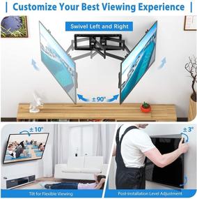 img 3 attached to 📺 Full Motion Swivel Articulating TV Wall Mount Bracket for 50-100 inch OLED QLED 4K Flat Curved TV with 29 inch Long Extension Arm, Compatible with 24 inch Studs, Max VESA 800x600mm, Supports up to 154 lbs – Pipishell