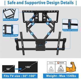 img 1 attached to 📺 Full Motion Swivel Articulating TV Wall Mount Bracket for 50-100 inch OLED QLED 4K Flat Curved TV with 29 inch Long Extension Arm, Compatible with 24 inch Studs, Max VESA 800x600mm, Supports up to 154 lbs – Pipishell
