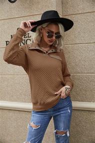 img 3 attached to 👕 Fashionable Womens Quilted Sweatshirts: Comfy Long Sleeve Stand Collar Snap Pullover Tops for Casual Outdoor Style