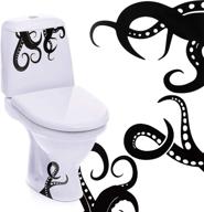 🐙 15-piece kraken octopus toilet decor sticker: black sea decal for toilet seat, bathroom tentacles, and wall art logo