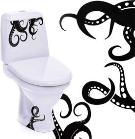 img 4 attached to 🐙 15-Piece Kraken Octopus Toilet Decor Sticker: Black Sea Decal for Toilet Seat, Bathroom Tentacles, and Wall Art