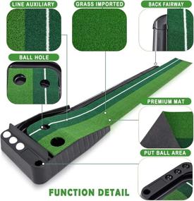 img 3 attached to ⛳ Enhance Golf Skills Anywhere: 10.5ft Indoor Golf Putting Green with Auto Ball Return Function