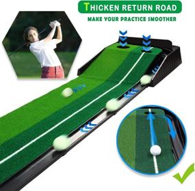 img 2 attached to ⛳ Enhance Golf Skills Anywhere: 10.5ft Indoor Golf Putting Green with Auto Ball Return Function