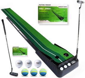 img 4 attached to ⛳ Enhance Golf Skills Anywhere: 10.5ft Indoor Golf Putting Green with Auto Ball Return Function