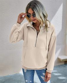 img 2 attached to 👚 PRETTYGARDEN Women's Casual Loose Pullover Tops with Lapel Zipper and Drawstring - Long Sleeve Sweatshirt