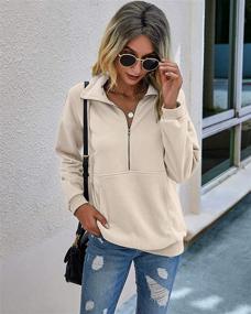 img 1 attached to 👚 PRETTYGARDEN Women's Casual Loose Pullover Tops with Lapel Zipper and Drawstring - Long Sleeve Sweatshirt