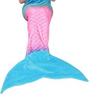 🧜 softan mermaid tail blanket for teens and adults - cozy flannel fleece all seasons sleeping blanket with rainbow ombre fish scale design - perfect gift idea for women - 25”×60” size logo