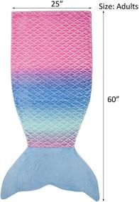 img 1 attached to 🧜 Softan Mermaid Tail Blanket for Teens and Adults - Cozy Flannel Fleece All Seasons Sleeping Blanket with Rainbow Ombre Fish Scale Design - Perfect Gift Idea for Women - 25”×60” Size