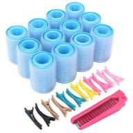 💇 effortlessly style hair with self grip hair rollers set, including hairdressing curlers (large, medium, small), folding pocket plastic comb, and duckbill clips logo