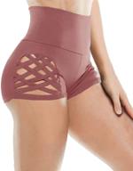 🩳 premium aurgelmir women's workout yoga shorts: high waist tummy control, criss cross design, athletic sports booty short leggings logo