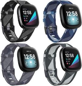 img 4 attached to 💪 4-пакет VASG мягких дышащих удобных бандажей из ткани для Fitbit Versa 3 / Fitbit Sense - маленькие и большие совместимые аксессуары для ремешка, заменяемый браслет для умных часов Versa 3 / Sense - женщины и мужчины.