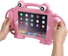 img 3 attached to Kids Case For IPad Mini 1 2 3 4 5 - CHIN FAI [Eye Popping Frog] Shockproof Silicone Handle Stand Protective Cover For Apple 5Th Generation IPad Mini 2019 And IPad Mini With Retina Display (Pink)