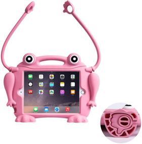 img 2 attached to Kids Case For IPad Mini 1 2 3 4 5 - CHIN FAI [Eye Popping Frog] Shockproof Silicone Handle Stand Protective Cover For Apple 5Th Generation IPad Mini 2019 And IPad Mini With Retina Display (Pink)