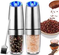 electric salt and pepper grinder set - premium gravity, led light, one-handed operation, adjustable coarseness, battery-operated pepper and salt mill grinder logo