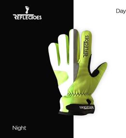 img 2 attached to 🧤 Stay Visible and Stylish with ReflecToes Fluorescent Reflective Gloves - Perfect for Cycling, Running, Walking, and Outdoor Sports. Waterproof and Unisex Design.