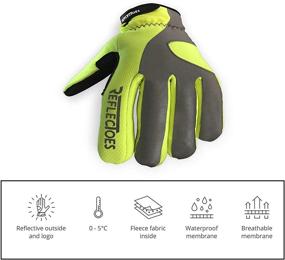 img 3 attached to 🧤 Stay Visible and Stylish with ReflecToes Fluorescent Reflective Gloves - Perfect for Cycling, Running, Walking, and Outdoor Sports. Waterproof and Unisex Design.