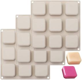 img 4 attached to 🧼 Hedume 3 Pack Silicone Soap Molds: DIY Handmade 9 Cavities Square Mold for Soap Making, Pudding, Muffin, Loaf, Brownie, Cornbread