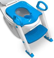 🚽 potty training seat toilet with step stool ladder, splash guard, and handles. sturdy, foldable, and non-slip. adjustable potty chair for boys, girls, and babies (blue) logo