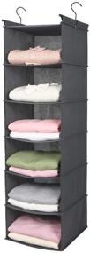 img 2 attached to 👕 6 Tier Hanging Closet Organizer- MAX Houser, Cloth Shelf with 2 Sturdy Hooks for Storage, Foldable Design (Grey)
