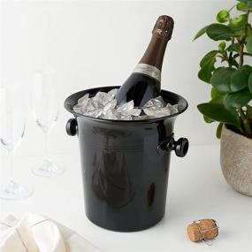 img 1 attached to Premium True Black Ice Bucket with Handles - 8.75 x 8.25 Inches, 3 Liter Beverage Tub, Wine & Drink Bucket - High-Quality Plastic, Elegant Design