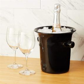 img 2 attached to Premium True Black Ice Bucket with Handles - 8.75 x 8.25 Inches, 3 Liter Beverage Tub, Wine & Drink Bucket - High-Quality Plastic, Elegant Design