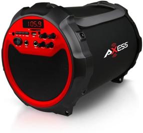 img 3 attached to Axess SPBT1036RD: Portable Indoor/Outdoor Bluetooth Hi-Fi Cylinder Speaker with Subwoofer and Wireless Mic (Red)