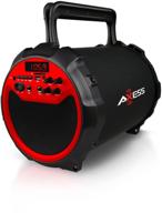 axess spbt1036rd: portable indoor/outdoor bluetooth hi-fi cylinder speaker with subwoofer and wireless mic (red) logo