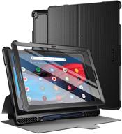 📱 premium poetic explorer series case for google pixel slate - tough 360 degree stand folio cover with built-in screen protector in black logo