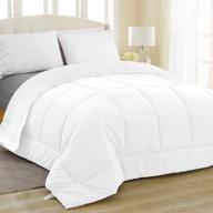 🛏️ luxurious equinox comforter queen size - hypoallergenic duvet insert - plush quilted down alternative - thick & cozy comforter with corner tabs - box stitched 100% microfiber - queen white bedding logo