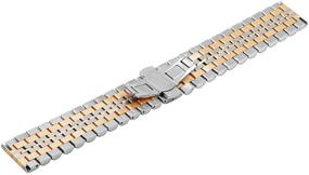 img 1 attached to 🔗 Dressy Quick Release Watch Band: 7-Row Stainless Steel Bracelet Straps, Metal Replacement Strap for Men and Women (20mm/22mm) - Black, Silver, Two-Tone: Gold, Rose Gold