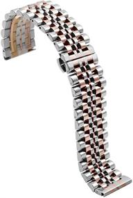 img 3 attached to 🔗 Dressy Quick Release Watch Band: 7-Row Stainless Steel Bracelet Straps, Metal Replacement Strap for Men and Women (20mm/22mm) - Black, Silver, Two-Tone: Gold, Rose Gold