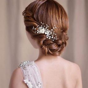 img 1 attached to BriLove Wedding Bridal Hair Comb: Elegant Ivory Simulated Pearl Crystal Floral Hair Accessories for Women, Clear Silver Tone