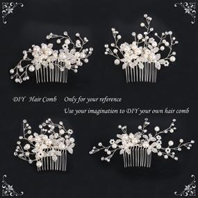 img 3 attached to BriLove Wedding Bridal Hair Comb: Elegant Ivory Simulated Pearl Crystal Floral Hair Accessories for Women, Clear Silver Tone