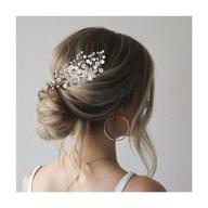 brilove wedding bridal hair comb: elegant ivory simulated pearl crystal floral hair accessories for women, clear silver tone logo