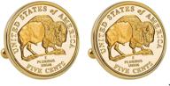 🔥 stylish american coin treasures gold-layered 2005 bison nickel goldtone bezel cuff links: elevate your look! logo