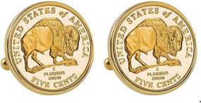 img 3 attached to 🔥 Stylish American Coin Treasures Gold-Layered 2005 Bison Nickel Goldtone Bezel Cuff Links: Elevate Your Look!