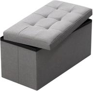 camabel 30-inch folding storage ottoman bench cube - holds 660lbs, fabric storage chest with memory foam seat, footrest, padded upholstered stool, tufted design - ideal for bedroom organization logo