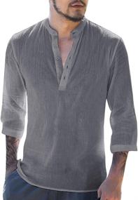 img 4 attached to 👕 Makkrom Cotton Sleeve Henley Shirts for Men - Stylish Clothing