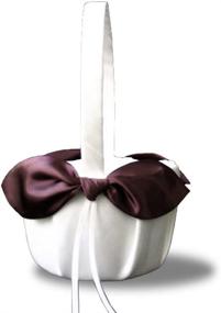 img 1 attached to SACASUSA Brown Satin Bow Ivory Wedding Flower Girl Basket - Charming Elegance for Unforgettable Nuptials