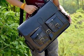 img 1 attached to Bagsifi Handmade Messenger Briefcase Distressed Laptop Accessories