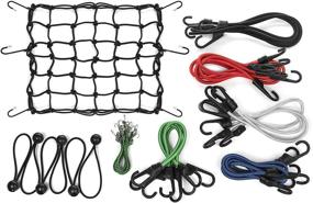 img 1 attached to 🔗 Super Smithee Heavy Duty Bungee Cords with Hooks - 27 Piece Securing Straps for Luggage with Durable Metal Clip Fasteners and Robust Tie Down Fiber