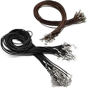 img 4 attached to Yueton Pack of 20 Black and Brown Imitation Leather Necklaces Cords with Lobster Clasp – Ideal for DIY Jewelry Making Projects
