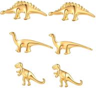 🦖 dinosaur stud earrings: exquisite 14k gold plated animal studs for women & girls logo