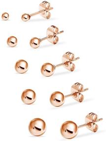 img 4 attached to 🌈 Assorted Colors Stainless Steel Round Ball Stud Earrings Set for Women, Men, & Teens (5 Pairs)