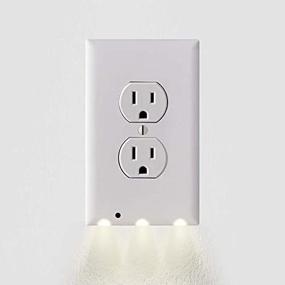 img 4 attached to 🔌 Convenient 2 Pack - LED Night Light Wall Plates with Automatic On/Off Feature - Duplex Outlets, White